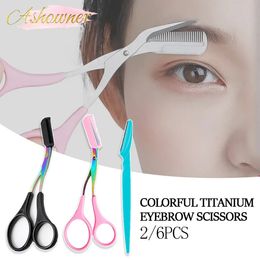 Eyebrow Trimmer Eyebrow Shaving Knife Eyebrow Scissors with Comb Stainless Steel Plastic Razor Hair Removal Razor Makeup Tool 231016