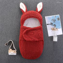 Blankets Autumn Thin Solid Colour Lamb Velvet Towel Baby Split Legs Inner Cotton Sleeping Bag Fashion Big Ears Born Blanket