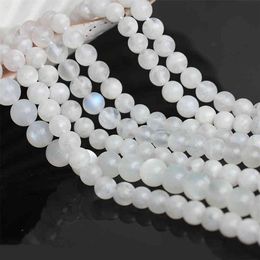 AAA Natural White Moonstone Stone Round Loose For Jewelry Making Diy Armband 6 8 10mm Gems Beads195i