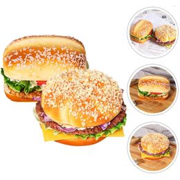 Party Decoration 2 Pcs Artificial Burger Props Faux Ornament PU Burgers Models Cosplay Accessories Table Decorations Statue Shop Decors