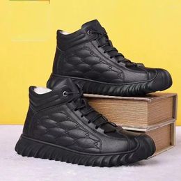 Botas sapatos 195 casual masculino preto masculino tênis respirável couro para homens 2024 outono moda negócios ty50