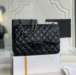 10A Top Tier Quality Jumbo Double Flap Bag Luxury Designer 30CM Real Leather Caviar Lambskin Classic Black Purse Quilted Handbag Shoulder Gold Wallet Chain 221ESS