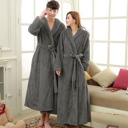 Mens Extra Long Thick Warm Winter Bathrobe Silk Soft Waffle Flannel Bath Robe Men Kimono Robes Full Sleeve Male Dressing Gown199w