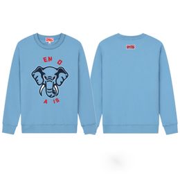 Enzo New Sweater Elephant Head Embroidery Fashion Long Sleeve Sweater for Men and Women's Couple Casual Sweaters Pullover Cotton Terry Top Clothes