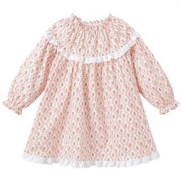 Girl Dresses Pureborn Baby Girls Dress Long Sleeve Cotton Playwear Orange Floral Print