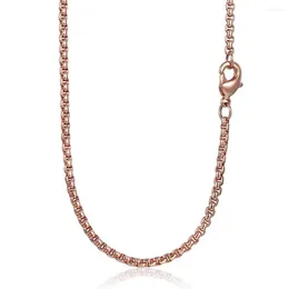 Chains Women's Necklace Stainless Steel Rose Gold Color Box Chain For Women Men 18-24inch KKN555