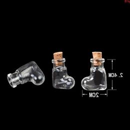 Mini Hearts Shape Bottles Pendants Small Glass With Cork Jars Gifts Vial Transparent Clear 100pcs good qty Olxxu