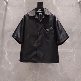 2021 womens and mens shirt casual brand short blouses Classic inverted triangle loose Imported high-quality nylon tooling Summer t208A