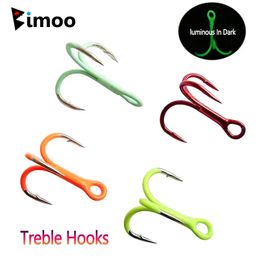 Fishing Hooks Bimoo 5PCS High Carbon Steel Treble Anti Corrosion For Saltwater Freshwater Lures Bait Lure 231017