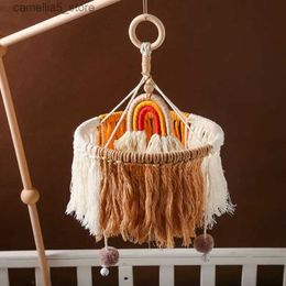 Mobiles# Boho Style Baby Crib Mobile Rattles Toys Macrame Rainbow Bed Bell Musical Box 0-12 Months Newborn Nursery Decoration Baby Toys Q231017