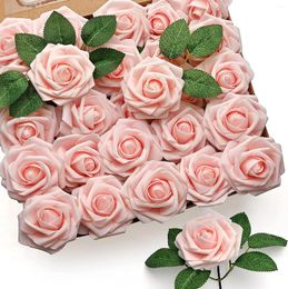 Decorative Flowers Yan Pink Artificial Foam Rose With Stem Real Touch Terracotta For DIY Wedding Bouquet Party Floral Arrangement Decor