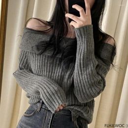 Women's Sweaters Autumn Winter Basic Pullovers Off Shoulder Design Women Cute Sexy Chic Fashion Korea Japan Girls Knitted Jumpers