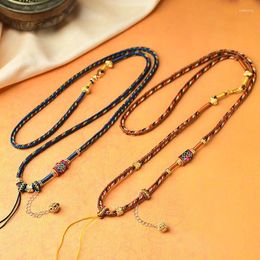 Pendant Necklaces Hand-woven Tibetan Rope Thangka Necklace Beads Hand Rubbed Cotton Clavicle Chain JJewelry Dropship