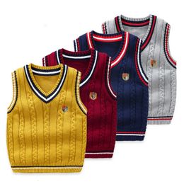 Waistcoat OLEKID Spring Autumn Knitted Children Vest Boy Sleeveless Jacket 1-16 Years Kid Baby Waistcoat Outerwear Teenager Girl Vest 231016