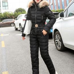 Women's Trench Coats Thick Warm Ski Suit Women Windproof Skiing And Snowboarding Jacket Pants Set Female Snow Costumes Ladies' Cotton