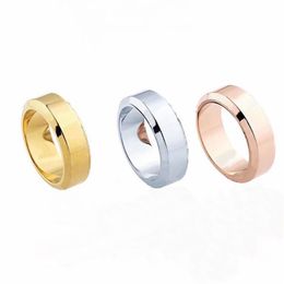 Europe America Style Ring Men Lady Women Titanium steel Engraved V Initials Double Bevelled Edge Lovers Rings Size US6-US11261L