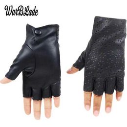 Fingerless Gloves WarBLade Fashion Women Fingerless Gloves Breathable Soft Leather Gloves for Dance Party Show Women Black Half Finger MittensL231017