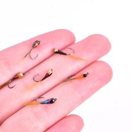 Baits Lures 6PCS Tungsten Perdigon Nymph Small Beadheads Fly Rainbow Brown Trout Grayling Brook Fishing Quick Sink 231017