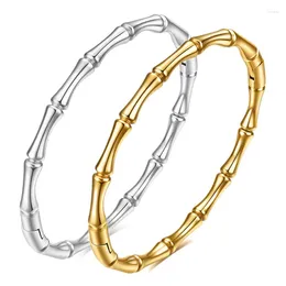 Bangle Modyle Stainless Steel Bamboo Cuff Bracelets Bangles For Woman Gold Colour Wedding Female Luxury Jewellery Gifts