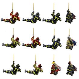 Arts and Crafts Firefighter Pendant Figure Home Decoration Creative Fire Peripheral Acrylic Model 231017