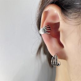 Backs Earrings Punk Skeleton Hand Ear Cuff Personality Alternative Design Halloween Clip For Women Men Vintage Jewelry Gift