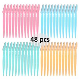 Eyebrow Trimmer 48 Pcs Pack Safety Cap Razor for Men and Women Smooth Peach Fuzz Shape Eyebrows Easily Beauty Makeup Tools 231016