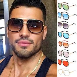 Солнцезащитные очки, 1 шт., унисекс, в большой квадратной оправе, мужские, металлические, модные, в стиле ретро, солнцезащитные очки, уличные, пляжные, с защитой от УФ-лучей, несколько цветов