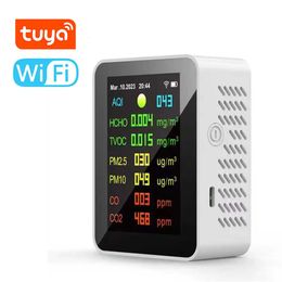 Other Home Garden Tuya Wifi Indoor CO2 Sensor Metre Digital Air Detector Intelligent Quality Analyzer Pollution Monitor Gas 231017