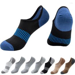 Men's Socks 5 Pairs Summer Thin Breathable Pure Cotton Invisible Shallow Cut Silicone Anti-skid Boat For Men