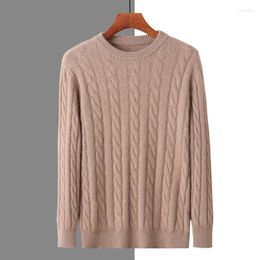 Men's Sweaters 2023 Autumn And Winter Round Neck Twisted Flowers Thickened Mink Cashmere Sweater Knitted Solid Color Pullover