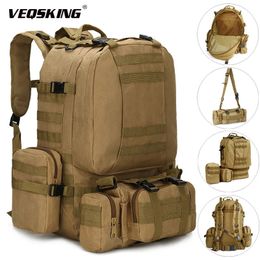 Backpack 50L Tactical Military Backpack Men's Army Camo 4 in 1 Molle Pack Hiking Trekking Bags Outdoor Camping Sports 3D Rucksack 231017