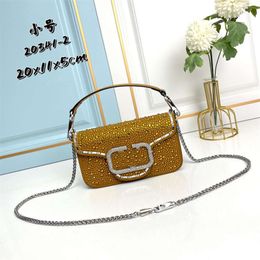 Designer bag Valen bags Bag Women's Inlaid Crystal Sliding Chain Handbag Brass Magnetic Buckle Luxury full diamond Vsling bag VURT