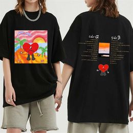 Men's T-Shirts Bad Bunny UN VERANO SIN TI Graphics T Shirt Unisex Hip Hop T Shirts Music Album Double Sided Print Short Sleev2936