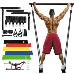 Resistance Bands Pilates Bar Kit with Set Bodybuilding Elastic for Fitness Sports Pull Rope Stick Workout Band 231016