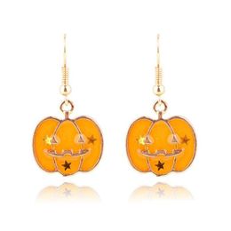 Charm Cute Pumpkin Charms Big Statement Hoop Earrings Girl Trendy Gold Colour Hies Wholesale Jewellery Accessories Party Gift Jewellery Ear Dh7Zj