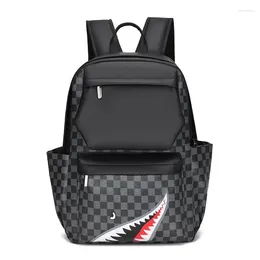 Backpack 2023 High Quality Leather Men's Fashion Plaid Large Capacity Travel Bag Casual Computer