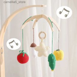 Mobiles# Baby Rattles Crib Mobiles Toys 0-12 Months Musical Box Newborn Crib Bed Bell Crochet Fruit Teether Star Hand Ring Bell Set Gift Q231017