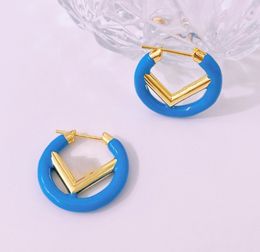 Top Retro Hong Kong Style Colored Enamel Glaze Letters round Ring Earrings Ornament