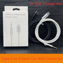 Universal 1M Type C USB To 3.5mm AUX Audio Jack Adapter Cable With Retail Box For Samsung Galaxy Huawei / Xiaomi Android Phone