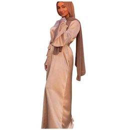 Casual Dresses Ramadan Muslim Fashion Satin Maxi For Women Hijab Dress Eid Abaya Dubai Turkey Abayas Islam Caftan Robe Longue Femm230i