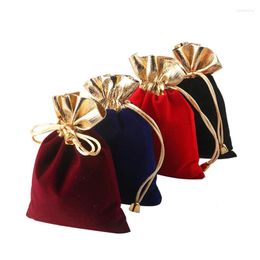Gift Wrap 12 16cm Gold Flannel Drawstring Bag Jewellery Storage Pouch Wedding Ring Necklace Packing Christmas Decoration Gifts Crafts