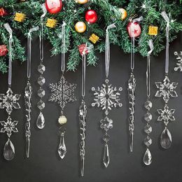 Christmas Decorations 10pcs 15cm Decoration Simulation Ice Xmas Tree Hanging Artificial Clear Fake Icicle Winter Party Home Decor Navidad 231017
