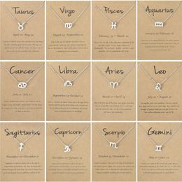 Fashion Twelve Constellations Pendant Gold Woman Necklace Jewelry Designer Silver Plated The Zodiac South American Womens Mans Choker Necklaces with Card Gift