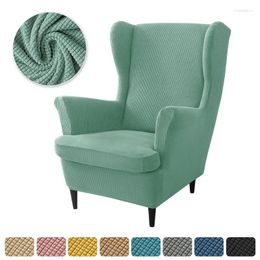 Chair Covers Elastic Sloping Wing Cover Polar Fleece King Armchair Slipcover Stretch Wingback Sofa With Cushion Home Decor