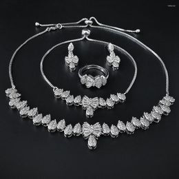 Necklace Earrings Set 2023 4pcs Pack Unique Design Silver Colour Jewellery For Women Christmas Gift Wholesale E033-R033-S033-X033