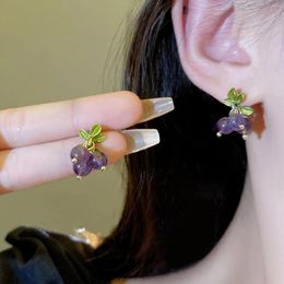 Dangle Earrings Fashion Creative Small Purple Grape Sweet Cute Temperament Fresh For Woman Girls Party Jewelry Gifts