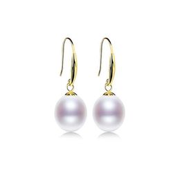 XF800 18K Gold Earrings Natural Fresh Water Au750 Pearl Drop Fine Jewlery Wedding Party Gift For Women Girl E235 210624274W