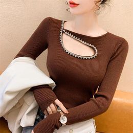 Women's Sweaters Han Edition Cultivate One's Morality To Film A Elastic Machine Carefully Backing Collarbone Sweater Knit Female