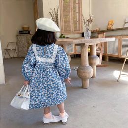 Girl Dresses Girls Dress Autumn Korean Style Long-Sleeved Floral Cotton Sweet Baby Princess Children Clothing