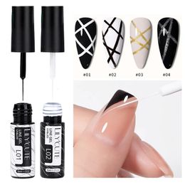 Nail Polish LILYCUTE 5ml Liner Gel Nail Art Polish 2in1 Ultrafine Brush Head French Pull Line Graffiti Painting Stripe Design Gel Varnish 231016